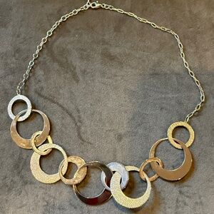 Sterling Silver Crescent Design Chain Link Necklace